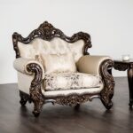 Palencia Traditional Dark Cherry & Beige Upholstered Chair – FM65005BG-CH by Furniture of America