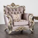 Albacete Traditional Purple Velvet Chair with Champagne Frame – FM65006PR-CH by Furniture of America