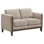 Islington Fabric Upholstered Panel Arm Loveseat Taupe by Coaster Furniture