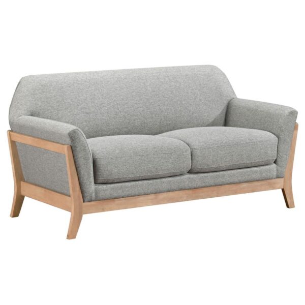 Vaughn Fabric Upholstered Flared Arm Loveseat Gray by Coaster Furniture - Image 2