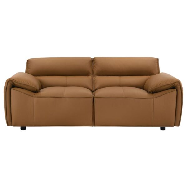 Buxton Modern Orange Leather Loveseat by Coaster Furniture - Image 2