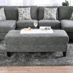 Lowry Transitional Gray Chenille Ottoman – CM6363-OT by Furniture of America