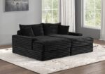 Tavedestrand Black Double Chaise Sofa with USB Ports – FM6900BK-PK by Furniture of America