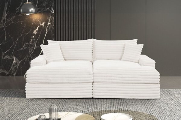 Tavedestrand White Double Chaise Sofa with USB Ports – FM6900WH-PK by Furniture of America - Image 2