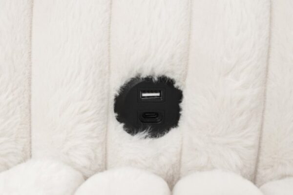 Veyrier White 2-Arm Chaise with USB Ports – FM6901WH-CE by Furniture of America - Image 2