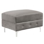 Ciabattoni Gray Ottoman – Transitional Tufted Flannelette Design CM6256GY-OT by Furniture of America - Image 5