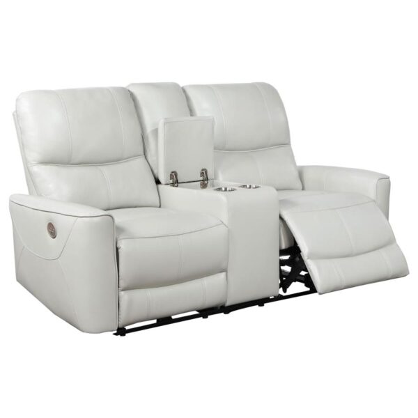 Greenfield Dove Gray Power Reclining Loveseat by Coaster Furniture - Image 3