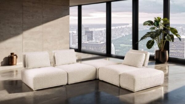 Stavanger Beige Bouclé L-Sectional Contemporary Modular Sofa FM63001BG-F by Furniture of America - Image 4