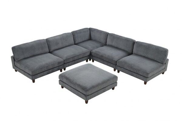 Dagenham Gray Sectional Sofa [C] Contemporary FM6800GY-C by Furniture of America - Image 2