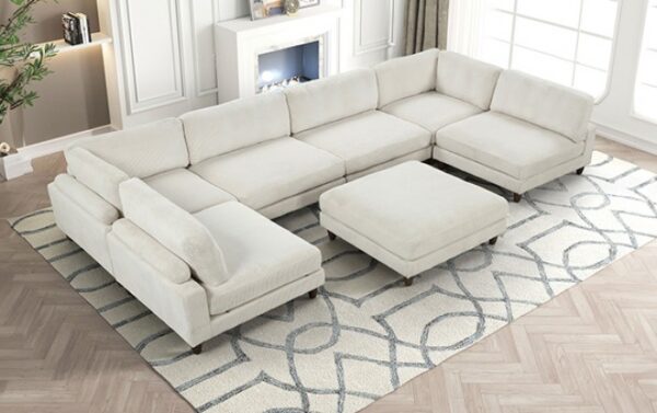 Dagenham Beige Sectional Sofa [A] FM6800BG-A by Furniture of America - Image 5