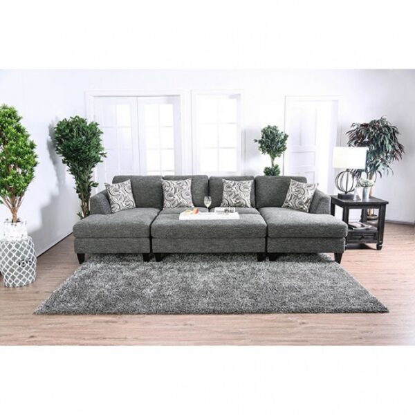 Lowry Gray Sectional Sofa with Ottoman CM6363-SET by Furniture of America - Image 3