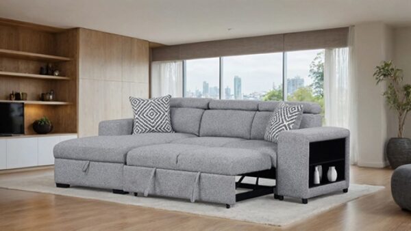 Chatteris Gray Contemporary Sectional Sofa with Sleeper & Storage FM64000GY-SECT-R by Furniture of America - Image 6