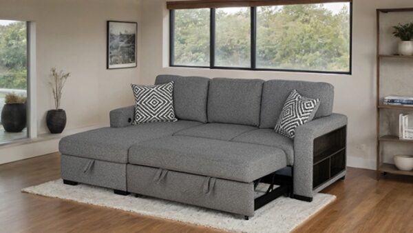 Chatham Gray Contemporary Sectional Sofa with Sleeper FM64005GY-SECT-L by Furniture of America - Image 2