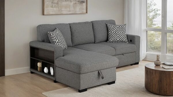 Chatham Gray Contemporary Sectional Sofa with Sleeper FM64005GY-SECT-L by Furniture of America - Image 8