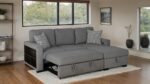 Chatham Gray Contemporary Sectional Sofa with Sleeper FM64005GY-SECT-R by Furniture of America - Image 3