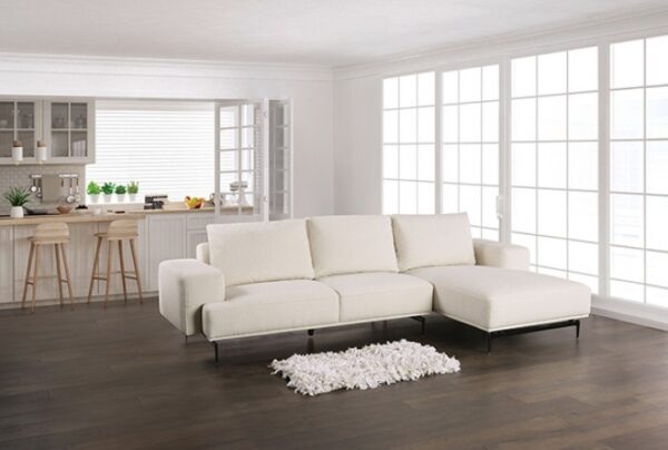 Baerum Contemporary Linen White Sectional Sofa FM63006WH-SECT-R by Furniture of America - Image 2