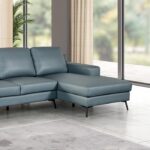 Stordal Contemporary Blue Leather Match Sectional Sofa FM69004BL-SECT-R by Furniture of America