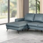Stordal Contemporary Blue Leather Match Sectional Sofa FM69004BL-SECT-L by Furniture of America