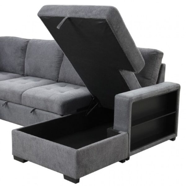 Stockwell Contemporary Dark Gray Sleeper Sofa Sectional FM6966DG-SECT by Furniture of America - Image 3