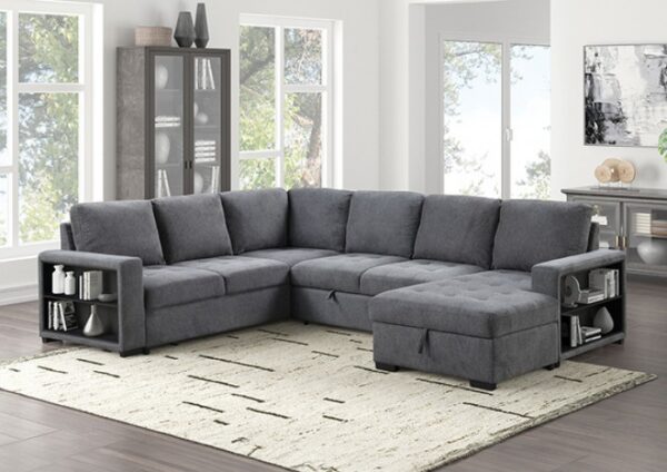 Stockwell Contemporary Dark Gray Sleeper Sofa Sectional FM6966DG-SECT by Furniture of America - Image 6