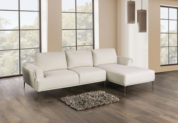 Gladbach Contemporary Beige Sectional with Right Chaise | FM63007BG-SECT-R by Furniture of America - Image 2