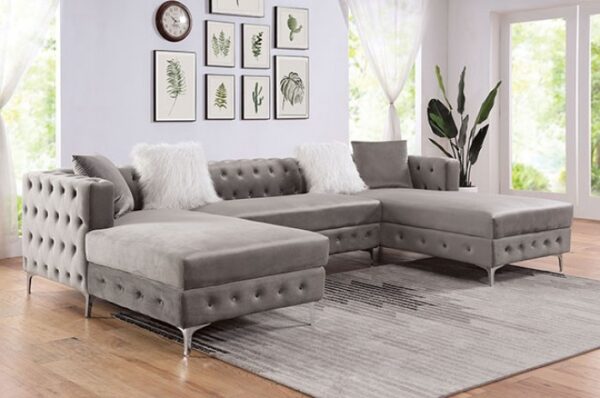 Ciabattoni Transitional Gray Double Chaise Sectional Sofa | CM6256GY-SECT by Furniture of America - Image 5