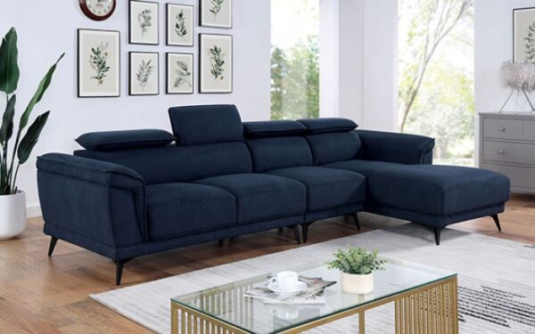 Napanee Contemporary Navy Sectional Sofa with Adjustable Headrests CM6254BL-SECT  by Furniture of America - Image 4