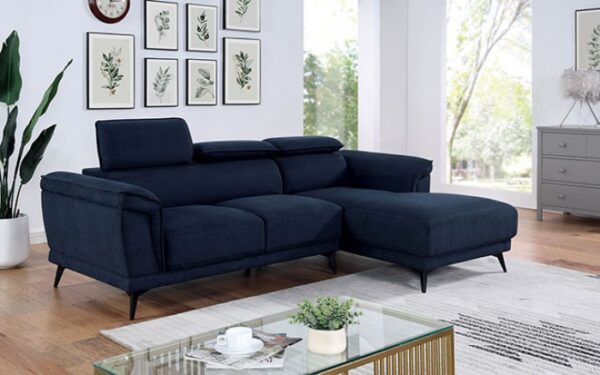 Napanee Contemporary Navy Sectional Sofa with Adjustable Headrests CM6254BL-SECT  by Furniture of America - Image 5
