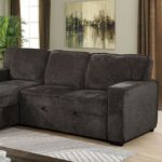 Ines Contemporary Dark Gray Sectional Sofa with Pullout Sleeper & Storage Chaise CM6964DG-SECT by Furniture of America