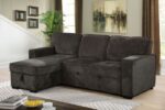Ines Contemporary Dark Gray Sectional Sofa with Pullout Sleeper & Storage Chaise CM6964DG-SECT by Furniture of America - Image 5