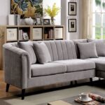 Goodwick Mid-Century Modern Light Gray Chenille Sectional Sofa with Chaise CM6947-SECT by Furniture of America