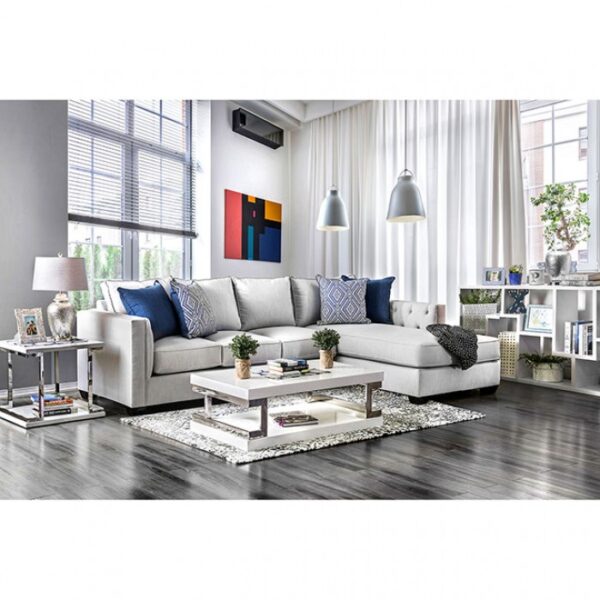 Ornella Transitional Light Gray Sectional Sofa with Tufted Arms | SM2671-SECT by Furniture of America - Image 8