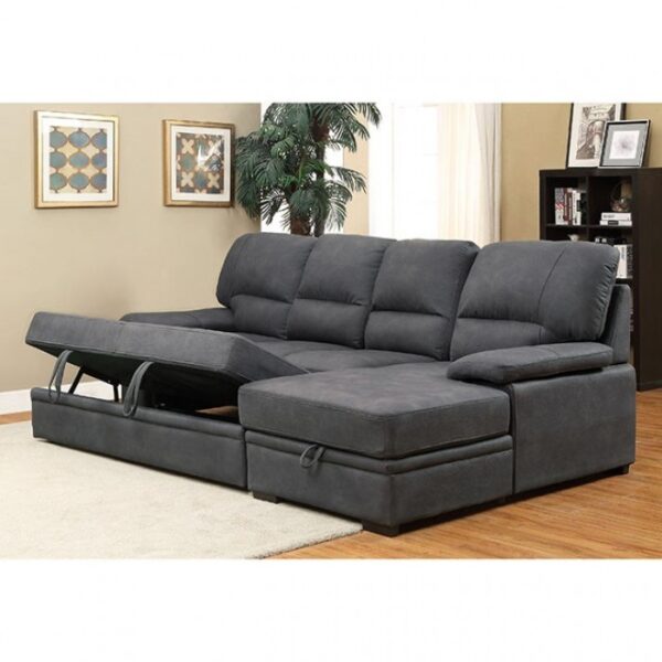 Alcester Contemporary Graphite Sectional Sofa Bed with Storage | CM6908BK-SET by Furniture of America - Image 5