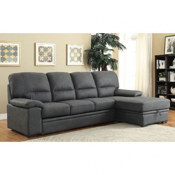 Alcester Contemporary Graphite Sectional Sofa Bed with Storage | CM6908BK-SET by Furniture of America - Image 7