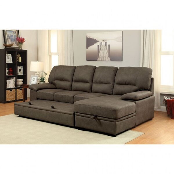 Alcester Contemporary Brown Sectional Sofa Bed with Storage | CM6908BR-SET by Furniture of America - Image 3