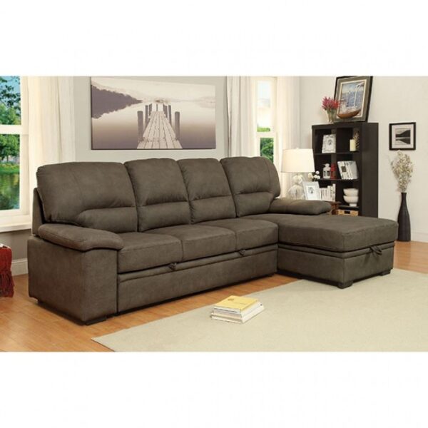 Alcester Contemporary Brown Sectional Sofa Bed with Storage | CM6908BR-SET by Furniture of America - Image 4