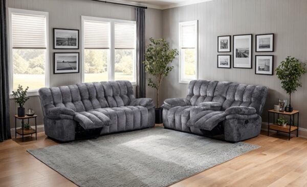 Hieronymus Dark Gray Manual Reclining Sofa with Pillow Top Arms | FM64001DG-SF-M by Furniture of America - Image 2