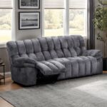 Hieronymus Dark Gray Manual Reclining Sofa with Pillow Top Arms | FM64001DG-SF-M by Furniture of America