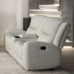 Giraldus Beige Manual Recliner Loveseat with Console CM9988BG-LV-M by Furniture of America