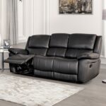 Glarus Sofa Manual Recliner  FM69003BK-SF-M Transitional Black Leather Match by Furniture of America