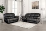 Glarus Recliner Chair FM69003BK-CH-M Transitional Black Leather Match by Furniture of America - Image 2