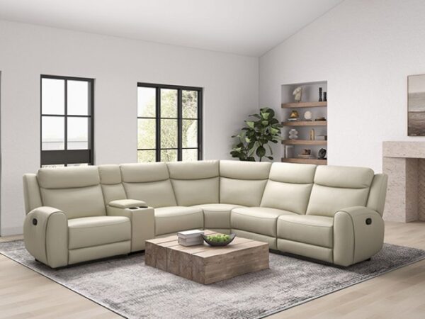 Jacobus Motion Sectional CM9986BG-M-SECT  Transitional Beige Leather by Furniture of America - Image 2