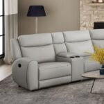 Jacobus Motion Sectional CM9986LG-M-SECT Transitional Light Gray Leather by Furniture of America