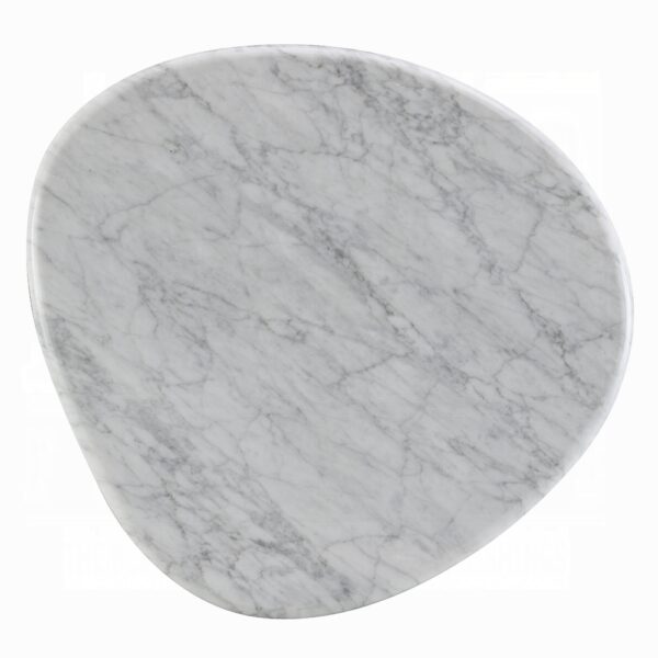 Haidar Natural Marble End Table with Brown Veneer Base LV04566 By ACME - Image 2