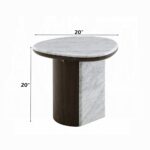 Haidar Natural Marble End Table with Brown Veneer Base LV04566 By ACME - Image 3