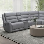 Jacobus Motion Sectional CM9987GY-M-SECT Transitional Light Gray Leather by Furniture of America