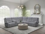 Jacobus Motion Sectional CM9987GY-M-SECT Transitional Light Gray Leather by Furniture of America - Image 2