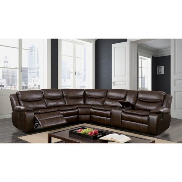 Gatria Sectional CM6982BR-SECTIONAL Reclining Comfort with Transitional Style by Furniture of America - Image 2