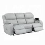 Elonzo Power Motion Sofa in Light Gray Leather LV05900 By ACME - Image 4