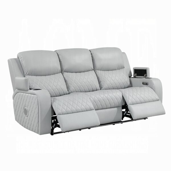 Elonzo Power Motion Sofa in Light Gray Leather LV05900 By ACME - Image 4